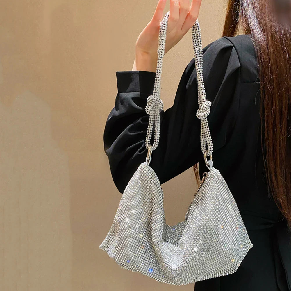 Bolsa Hobo de Mão com Strass Deluxe