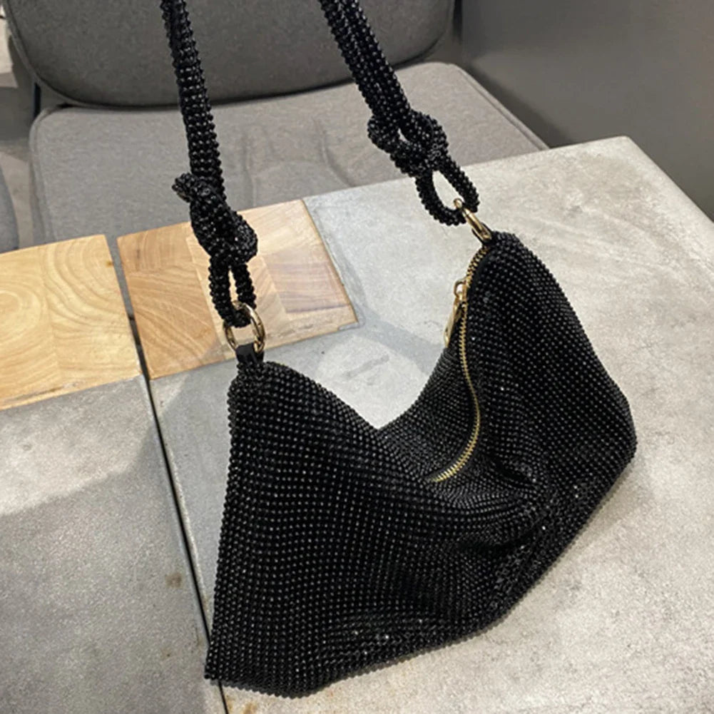 Bolsa Hobo de Mão com Strass Deluxe