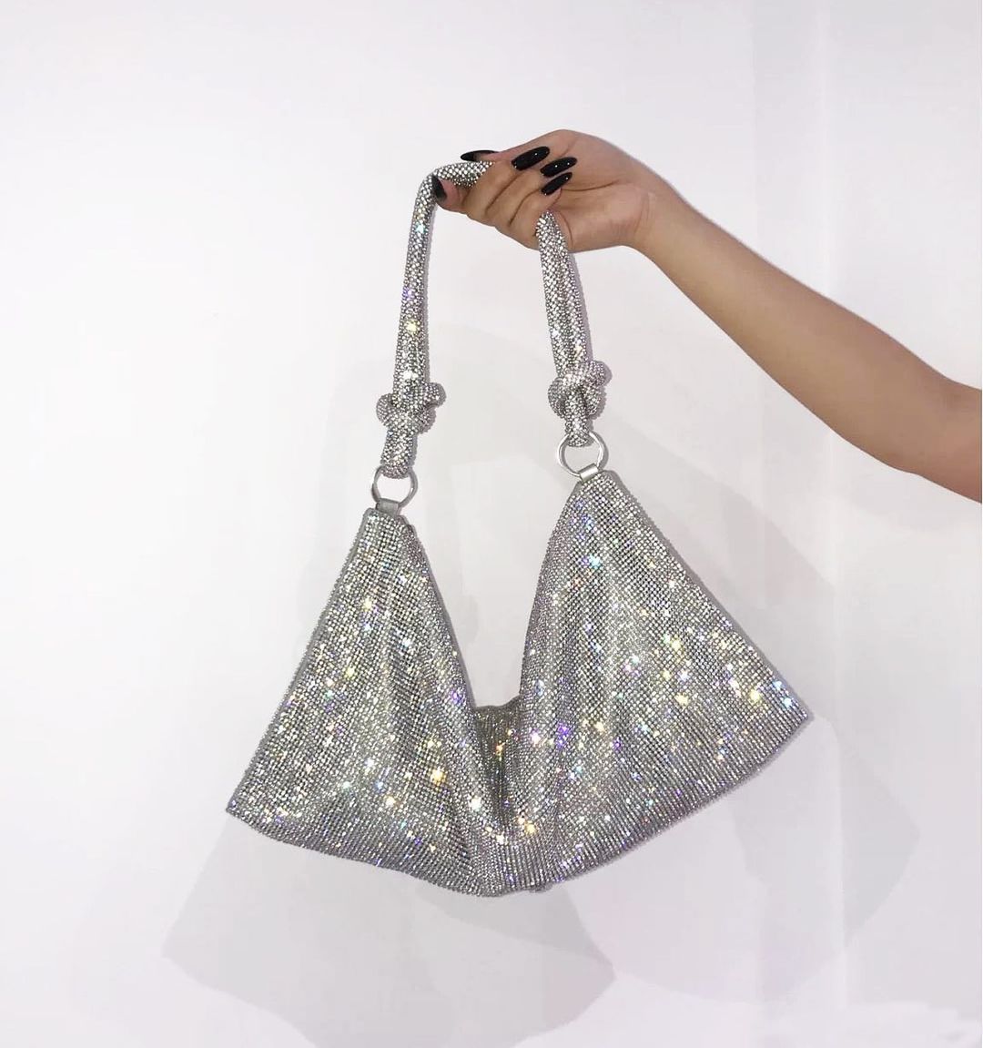 Bolsa Hobo de Mão com Strass Deluxe